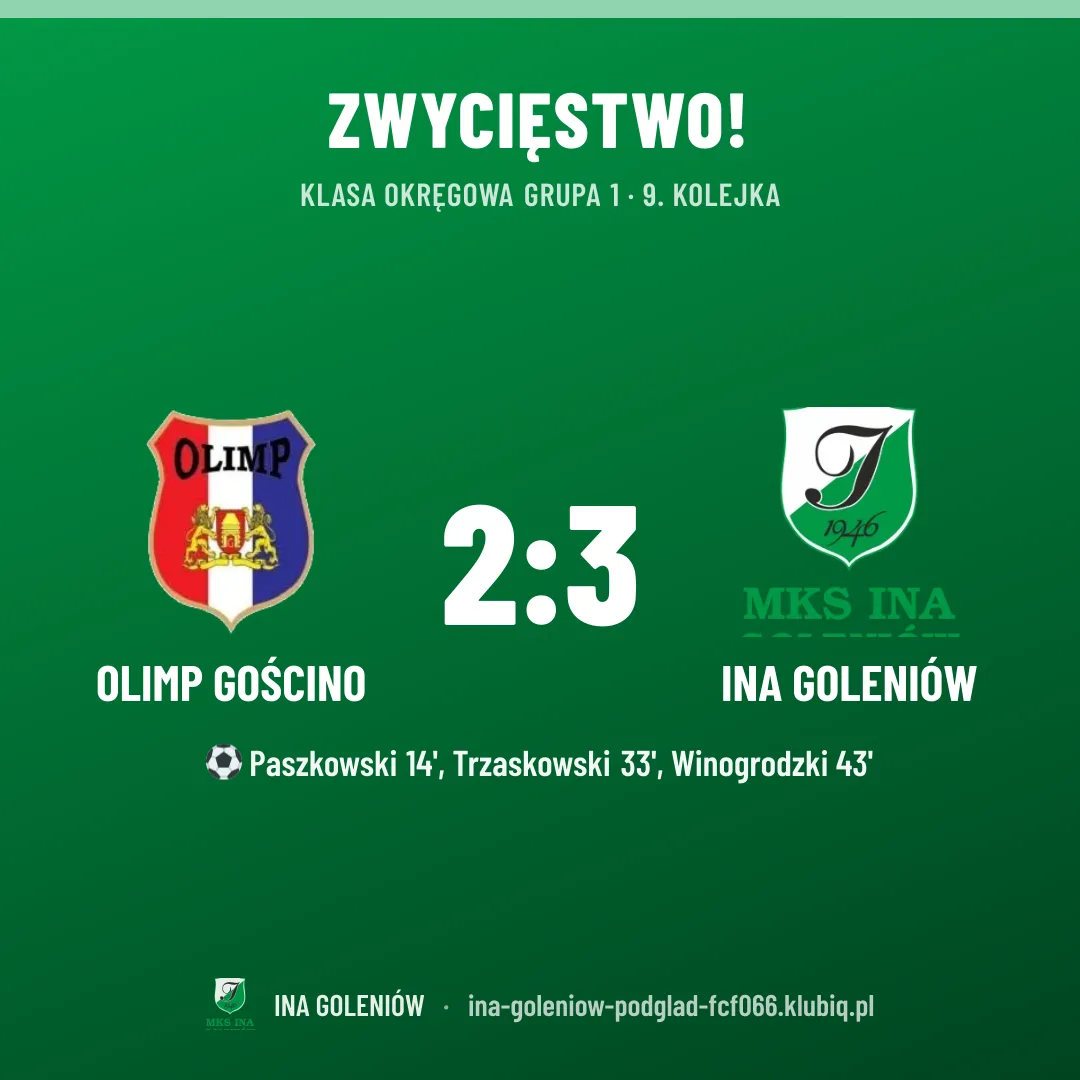 Olimp Gościno 2:3 Ina Goleniów