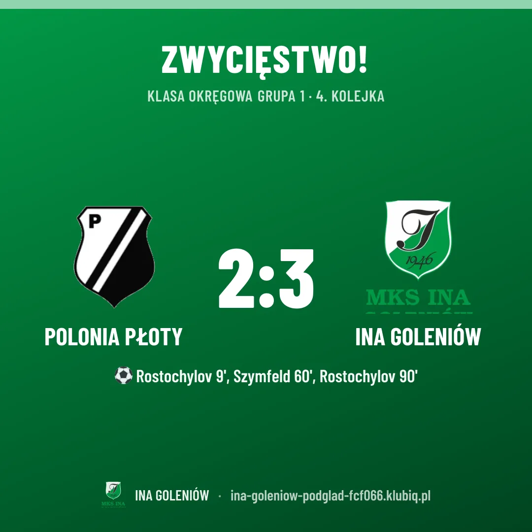 Polonia Płoty 2:3 Ina Goleniów